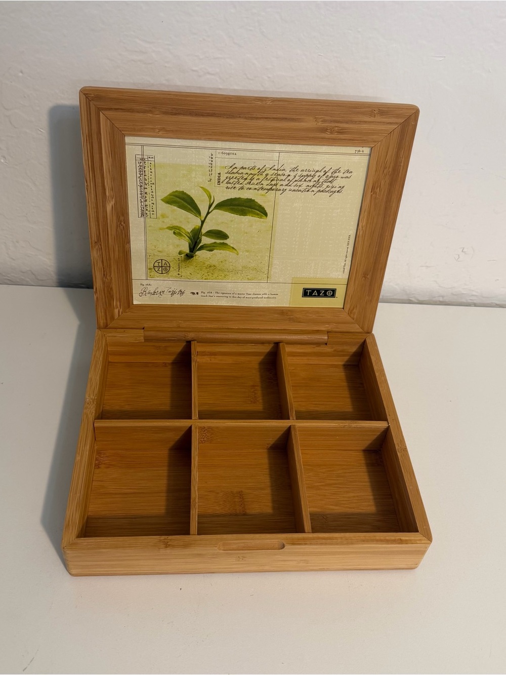 TAZO Tea Bag Box Organization Organize Wooden Storage Display Bamboo